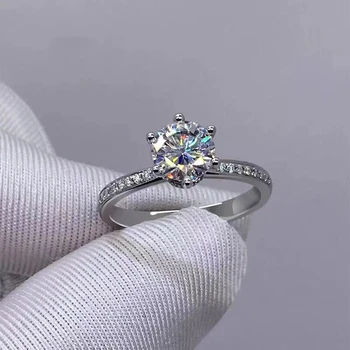 Exquisitie praskanie moissanite drahokam krúžok žien šperky darček zásnubný prsteň šesť pazúr nastaviť lesklé lepšie ako diamant darček