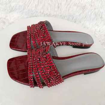 Letné Luxusné Drahokamu Flip Flops Papuče Ženy Bling Bling Ploché Tkaných Crystal Beach Topánky Ženy 2020 nové sandále pre dievčatá