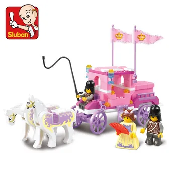 SLUBAN 0250 kamarátkami Princess Royal Prepravu Vozňa Model Stavebné Bloky Osvietil Obrázok Hračky Pre Deti,