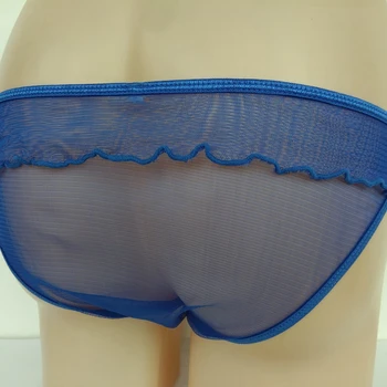 Nový čistý priadza transparentné sexy pokušenie bielizeň pánske spodné prádlo priedušná zvraty a flounced s malým luk pánske slipy