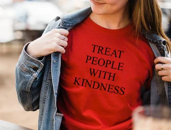 Liečbu Ľudí s Láskavosť T-Shirt Ženy Tričko Femme Fashion List Vytlačený Žltý Čaj Feministické Tumblr Grafické Tees Topy