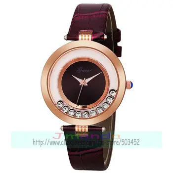 100ks/veľa gescar 8579 luxusné pani crystal kožené hodinky gescar značky rose gold prípade eleganciu náramkové hodinky pre ženy, veľkoobchod