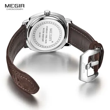 MEGIR módne vojenské kožené quartz hodinky mužov bežné obchodné nepremokavé svetelný analógové náramkové hodinky muž doprava zadarmo 1046