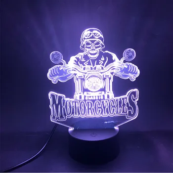 Kreatívne Lebky Motocykel 3d Vizuálne Svetlo Dotykový Snímač s LED Nočné Svetlo pre Domáce Dekorácie Farebné LED stolná Lampa Deti Hračky