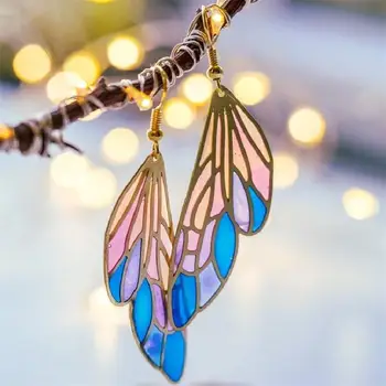 Luxusné, Krásne Gradient Pestrofarebných Motýlích Krídel Ženy Romantické Náušnice Náušnice Kvapka Dievčatá Módne Šperky
