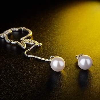 XIYANIKE 925 Sterling Silver Asymetrie Rabbit Pearl Náušnice pre Ženy Pár Očarujúce Geometrické Crystal Svadobné Šperky, Darčeky