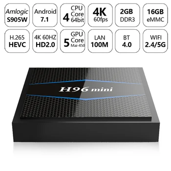 H96 mini Smart tv box android 7.1 2 gb 16 gb Amlogic S905W Quad Core H. 265 4 k 2.4 g/5 ghz wiFi Media Player pk X96 mini tv box