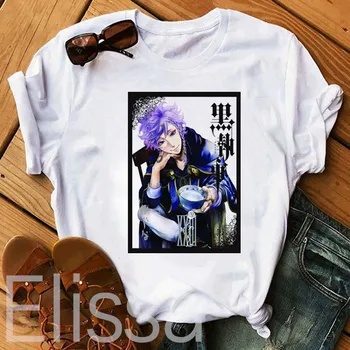 Anime Čiernom Butler T Shirt kórejský pop Streetwear dievča, T shirt Lete Sebastian Cosplay Krátke Sleeve Tee Topy Ženy Anime T-Shir