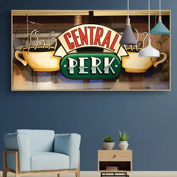 Central Perk Kaviareň Plátno na Maľovanie Priateľov TV Show Plagáty a Vytlačí Škandinávskych Wall Art Obrázok pre Obývacia Izba Dekor Cuadros