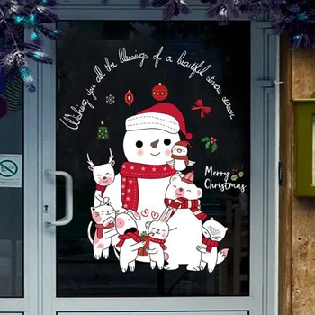 DIY Vianočné Nálepky na Stenu Cartoon Vianoce, Santa Snehuliak Elk okenného Skla Predviesť Dekor Obtlačky Shopwindow Filmy, Plagáty Vymeniteľné