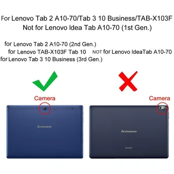 Flip Stojan, Kryt Prípad Tabletu od spoločnosti Lenovo Tab 2 10.1 A10-30 A10-70 X30F X70F PU Kožené puzdro pre Kartu Lenovo 3 10 plus TAB-X103F