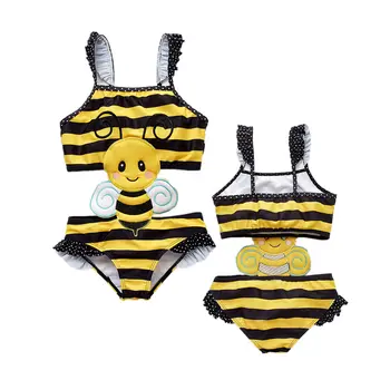 Honeyzone Letné Baby Girl Plavky Taveného Polyester Spandex Roztomilý Zvierat Deti Plavky Dieťa Bikini Girl 1T-8T plavky dieťa