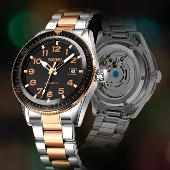 Hodinky SKMEI Človeka, Mechanické Náramkové hodinky najluxusnejších Módnych Nehrdzavejúcej Ocele Mens Bussiness Hodinky Automatické Relogio Masculino