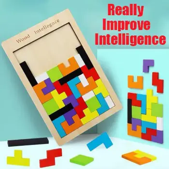 Nový Model 3d Drevené Puzzle Skladačka Rada Tangram Mozgu Teaser Deti Hračky, Puzzle Hry Tetris Vzdelávacie Hračky pre deti, Darčeky