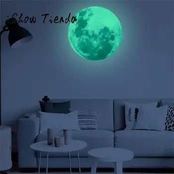 2020 Nové Módne 40 cm 3D Veľké Mesiac Fluorescenčné Nálepky na Stenu Vymeniteľné Svietiť V Tme Nálepky Svietiť V Tme Nálepky#30
