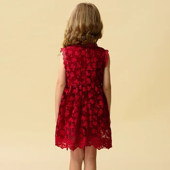 ON Dobrý deň, Užite si Dievčatá Šaty 2020 Nové Letné Značky Dievča Oblečenie Čipky Červený Kvet Dizajn, Baby, Deti Party Šaty Pre Dieťa Oblečenie