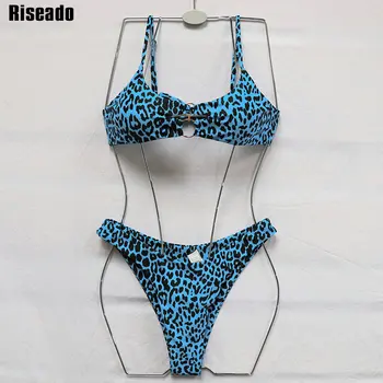 Riseado Sexy Bikiny 2021 Leopard Plavky Ženy Krúžok Plavky Popruh Plavky Brazílske Bikiny Viazané Plaviek Lete