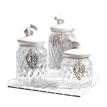 Keramický Kryt Crystal Jar Kuchyňa Obývacia Izba Stolové Dekorácie, Cukrovinky Fľašu Kreatívny Zvierat Tvar, Dekorácie Skladovanie Remeslá