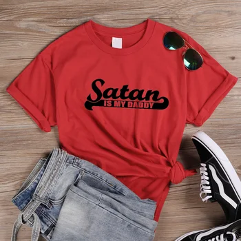 ONSEME T Shirt Ženy Letné Topy Satan Je Môj Cukor Otecko Tumblr Dievčatá Tričko Estetické Oblečenie Cukor Dieťa Kawaii Harajuku Q-849