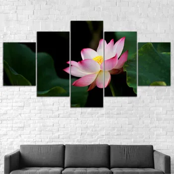 5 ks Moderné Dekorácie Stien Umenie Ružová lotosového Kvetu Rastlín Plátno Tlačiť Maľovanie Na Obývacia Izba Domova frameless