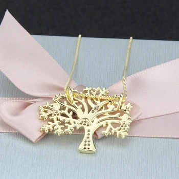 SUNSLL strom života prívesok náhrdelník ženské šperky, módne 2019 cubic zirconia zlatý náhrdelník aj prívesok vianočné darčeky