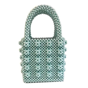 Dizajn odseku pearl ťažkých kovov korálky kabelka perly taška lištovanie box kapsičky taška Vintage Zena Top-rukoväť Veľkoobchod