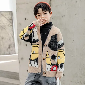 Chlapčenské jeseň a v zime sveter 2020 nový kórejský štýl detí nosenie 4-14 rokov starý pletený sveter módne kabát