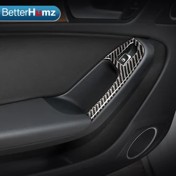 Pre Audi A4 2009-2016 Uhlíkových Vlákien Okno Zdvihákov Kontroly Rám Okna Prepínač Dekor Opierkou Panel Výbava auta Interiérové doplnky
