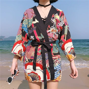 Kimonos žena 2019 yukata žena Japonský oblečenie, streetwear geisha ženské kimono cosplay harajuku oblečenie haori obi AA020