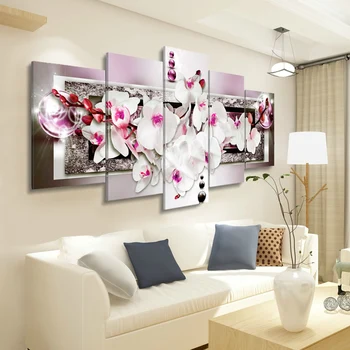 5 Kusov Plátno na Maľovanie Fialová Orchidea, Kvety, Plagáty a Vytlačí Modulárny Obrázky Veľké Moderné Nástenné Art Obývacia Izba Domova