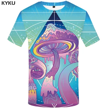 Zábavné tričká Psychedelic T shirt Mužov Húb Anime Šaty Geometrické T-shirts 3d Graffiti Tričko Printed Harajuku Tshirts Cas