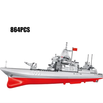 Ww2 Moderné vojenské Renhai-Typ triedy 055 destroyer batisbricks stavebným so svetlom navy údaje model tehly hračka pre darček