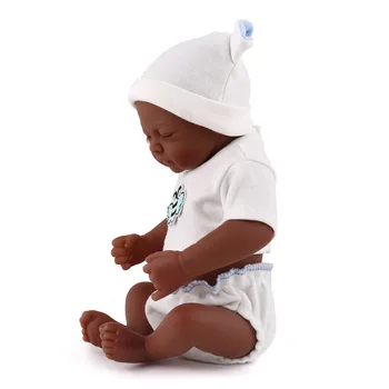 28 cm Reborn Baby Doll Spanie Čiernej Kože Chlapec Bábika Novorodenca Realistické Životný štýl Batoľa Mäkké Plné Silikónové Pre Dieťa Narodeninám