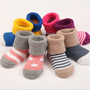 Vysoká Kvalita 4pairs / Pack Baby Ponožky Zimné Bavlna Zahusťovanie Teplé Flanger Štýl Deti Ponožky Chlapci Dievčatá Ponožky