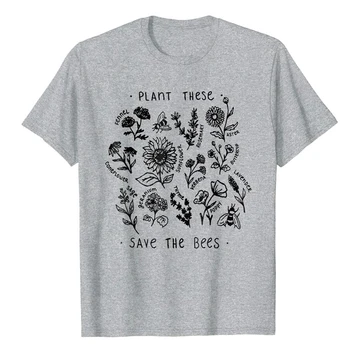 Rastliny Tieto Ženy Košele Príčinné Estetické Grunge Wildflower Tričko Harajuku Uložiť Včely T-shirt Bavlny O-Neck Top Dropshipping