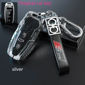 Zliatiny zinku Kľúča Vozidla Prípade Pre Audi A6 C8 A7 A8 Q8 2018 2019 Auto Interiérové Doplnky Keyring Keychain