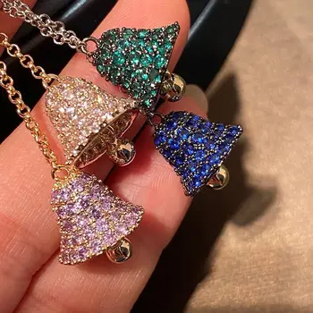Luxusné drahokamu Farba Bell Elegantný Full Gem Prehnané Troch-dimenzionální Farebné Šperky v Uchu