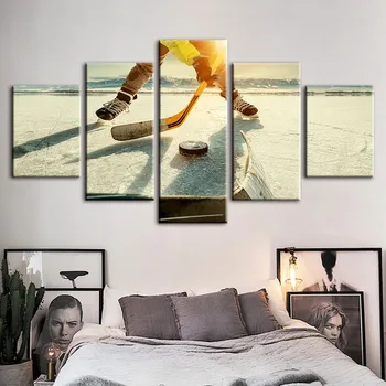 Vytlačené Plátno Na Stenu Umenie Plagátu Ľadový Hokej Scenérie Maľovanie Moderné Domáce Dekorácie Moderný Modulárny Obrázky Rám Pre Obývacia Izba