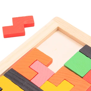 1PC Woonden Farebné hlavolam Tangram Hračky Mozgu Tetris Skladačka Hračky Hry Predškolského Inteligencie Detí Raného Vzdelávacie Kid Hračka