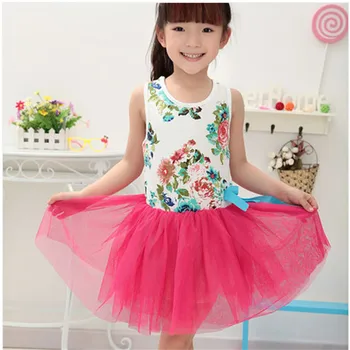 Letné kvetinové baby girl dress princess tutu šaty girl dress 3 farby pre 2-5 veku dieťa šaty deti oblečenie