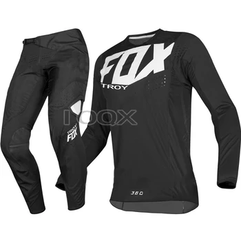 Hot Predaj!TROY FOX Motocykel MX 360 Kila Jersey Nohavice Motorke Off-road Skúter Motokrosové Preteky Výstroj Nastaviť Sivý Oblek
