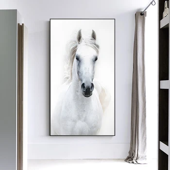 Biely Kôň Plátne Obrazy Zvierat, Plagáty a vzory, Moderné Nordic Wall Art Obrázky Cuadros pre Obývacia Izba Dekor