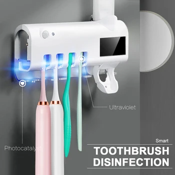 Solárna Energia Antibacteria UV Kefka Držiteľ racku, Automatická zubná pasta Dávkovač Sterilizovať Domov Cleaner Sterilizovať, Kúpeľňa