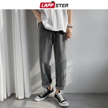 LAPPSTER Lete kórejský Módy Hárem Jeans Mens 2020 Streetwear Vintage Blue Denim Nohavice Muž Hip Hop Neforemné Rovné Džínsy