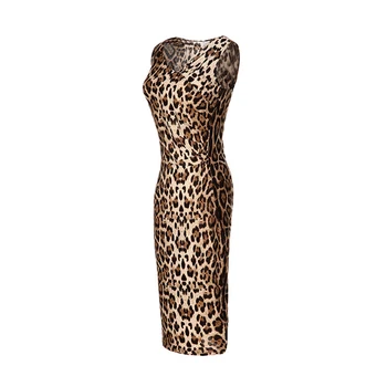 MIOFAR Lete Ženy Módne Šaty Leopard Slim Bola Tenká Package Hip Šaty bez Rukávov tvaru Sexy Mini Šaty Vestido Curto