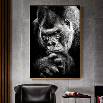 Opice Opice Zvierat Plagát Čierne Biele Plátno Tlačiť Abstraktné Diela Umenia Maľby Nordic Stene Obraz pre Obývacej Miestnosti Dekorácie