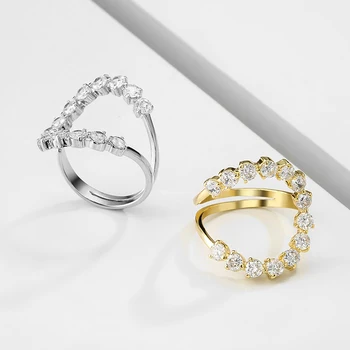 JM 2 Farba Luxus, Šarm Kolo AAA Cubic Zirconia Svadobné Otvoriť Prstene pre Ženy Fashion Party Šperky 2020 Nové