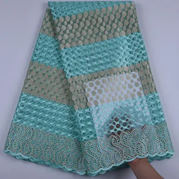 Najnovšie Modrá Afriky Výšivky, Čipky A Tylu Textílie 2019 Kvalitnú Módu Francúzskej Čipky Textílie S Kamene 5 Metrov Na Šaty 803