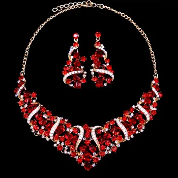 HanCheng Nové Módne Luxusné Prívesky Vyhlásenie Drahokamu Náhrdelník Ženy Crystal náhrdelníky Zlaté Kovové Zliatiny, Šperky set collier