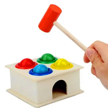 1 Sada Drevených Kolov Guľa Hammer Box Deti Zábavné Hrať Škrečok Hry Hračka Začiatku Vzdelávania, Vzdelávacie Hračky